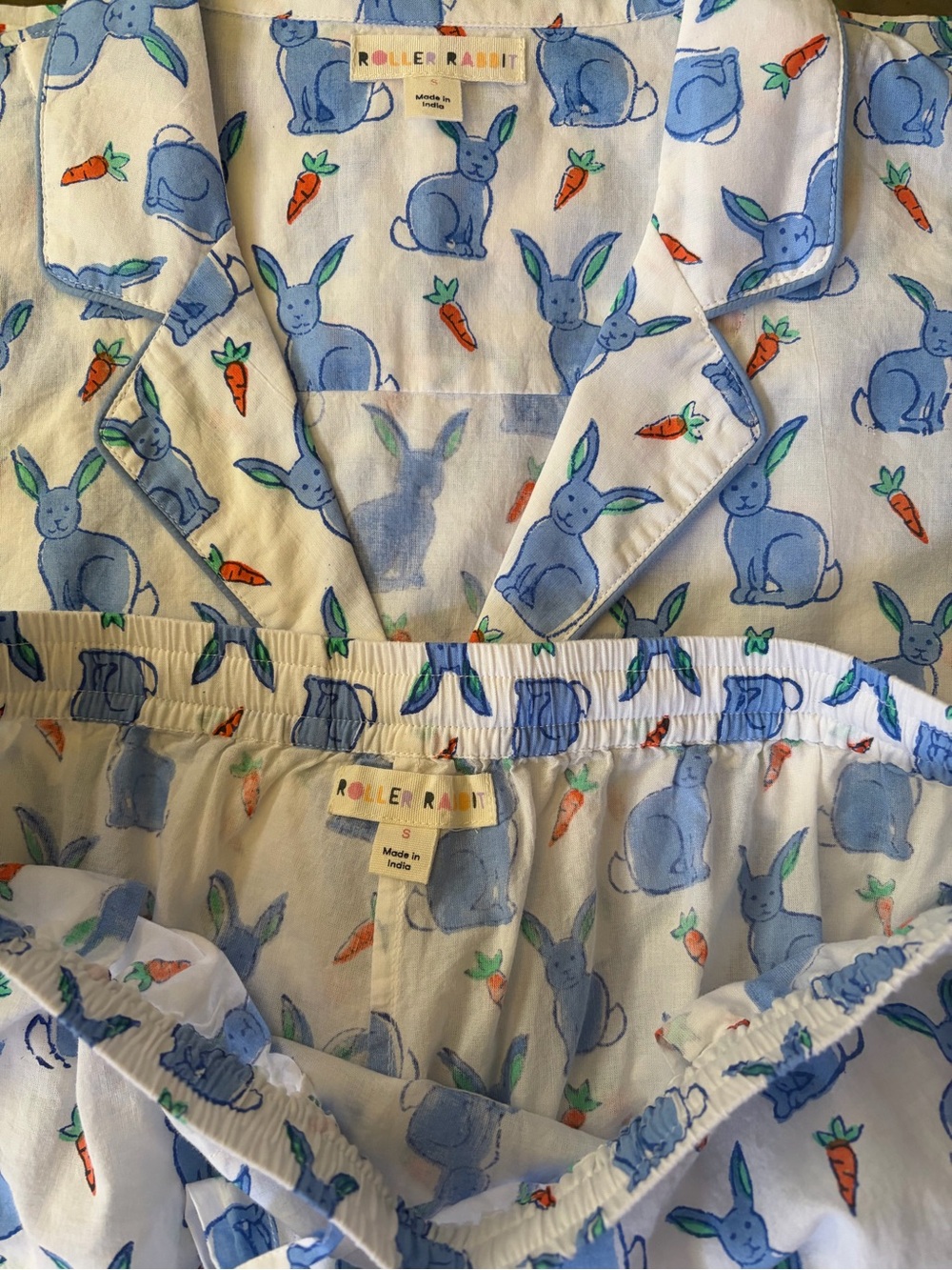 Roller Rabbit Romy The Rabbit Blue Short Sleeve and Shorts Pajama Set - Picture 3 of 7